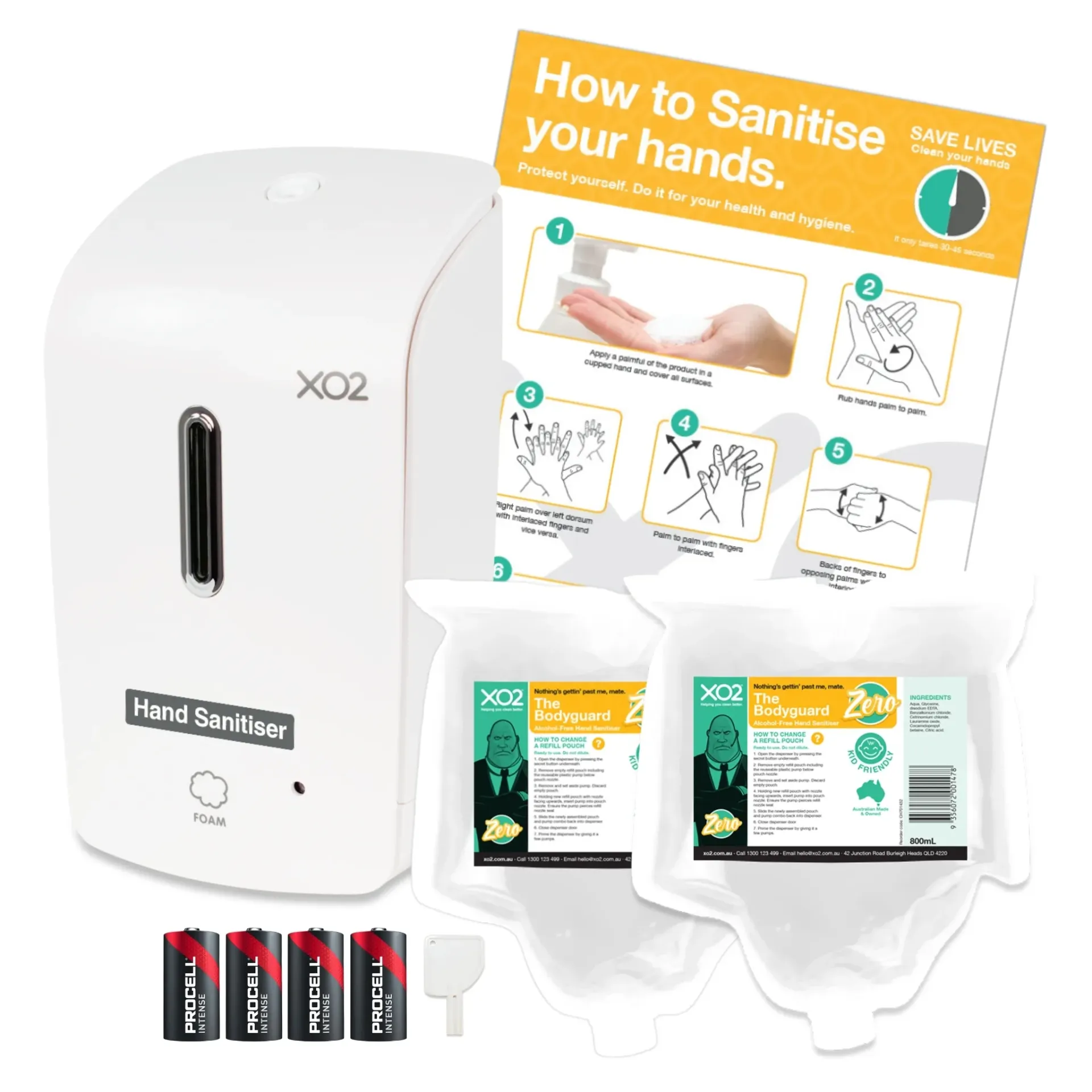 [CH701438] 'The Bodyguard Zero' Dispenser Starter Kit - Touch-Free Alcohol-Free Hand Sanitiser
