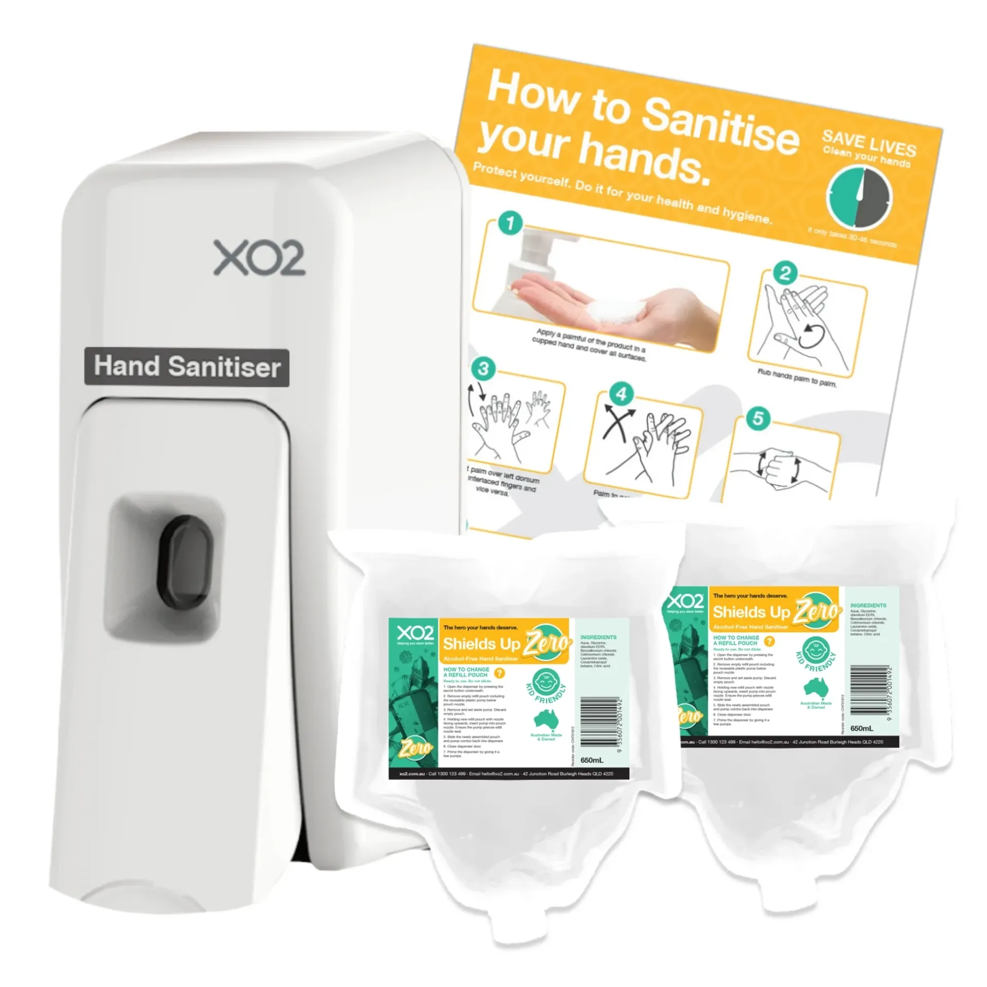 [CH701818] Shields Up Zero - Alcohol-Free Hand Sanitiser Dispenser Starter Kit - Manual Push Spray
