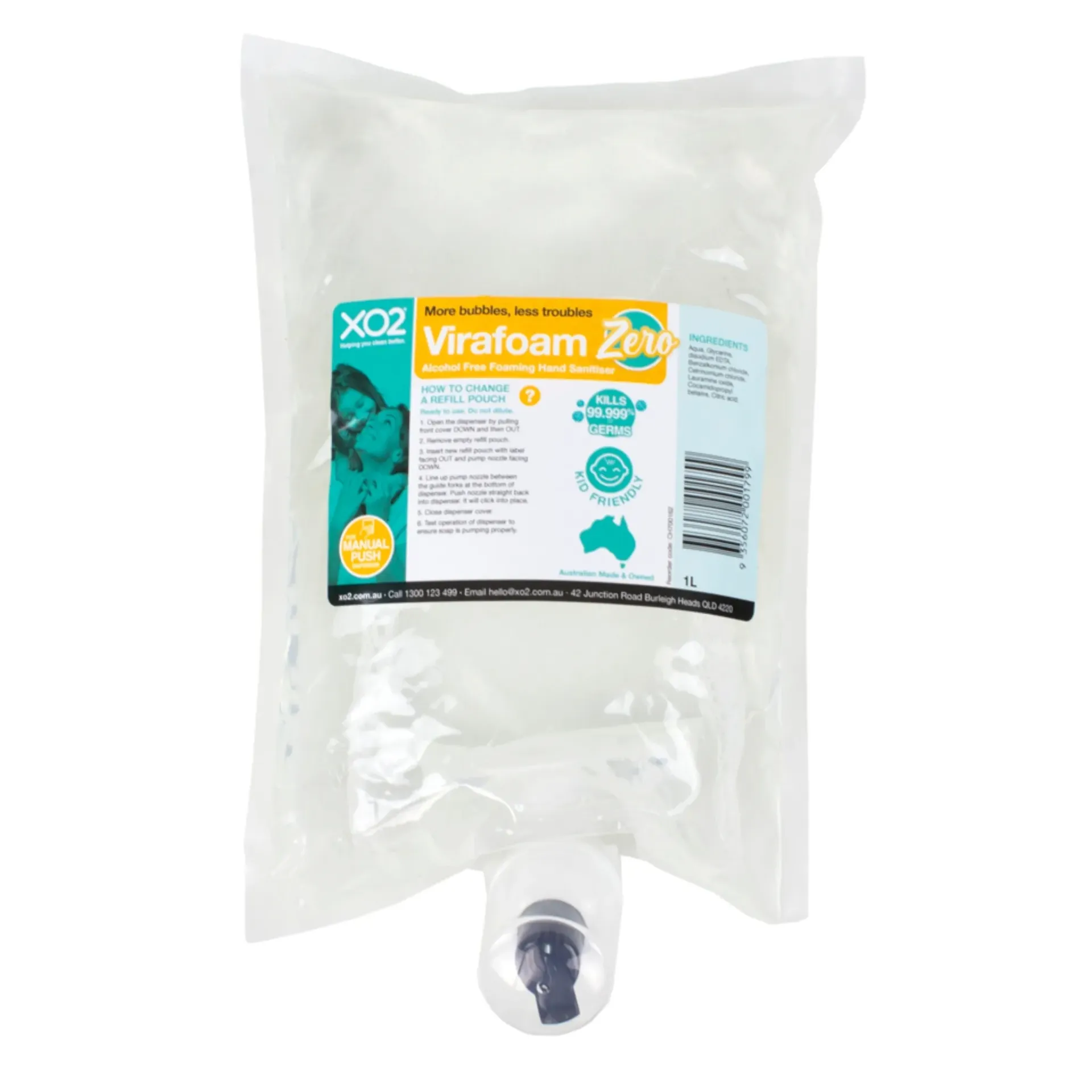 [CH700162] 'Virafoam Zero' Refill - Alcohol-Free Foaming Hand Sanitiser - Manual Push