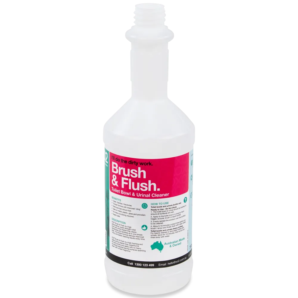 [AC002216] 750ml Brush & Flush Labelled Empty Bottle - Refillable & Recyclable (Squirt Cap not included)