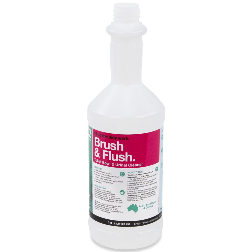 [AC002216] 750ml Brush & Flush Labelled Empty Bottle - Refillable & Recyclable (Squirt Cap not included)