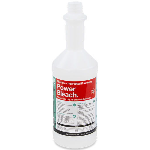 [AC002226] 750ml Power Bleach Labelled Empty Bottle - Refillable & Recyclable (Lids & triggers not included)