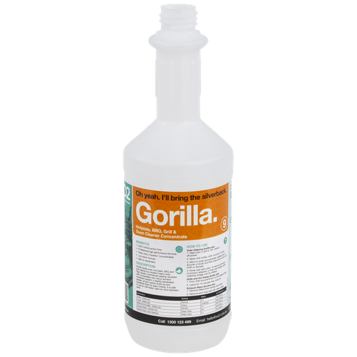 [AC002242] 750ml Gorilla Labelled Empty Bottle - Refillable & Recyclable (Lids & triggers not included)