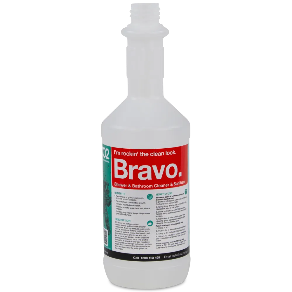 [AC002282] 750ml Bravo Labelled Empty Bottle - Refillable & Recyclable (Lids & triggers not included)