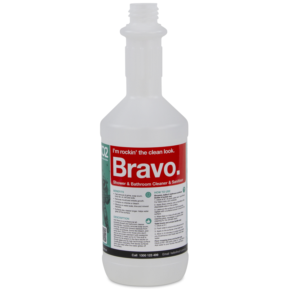[AC002282] 750ml Bravo Labelled Empty Bottle - Refillable & Recyclable (Lids & triggers not included)