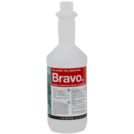 [AC002282] 750ml Bravo Labelled Empty Bottle - Refillable & Recyclable (Lids & triggers not included)