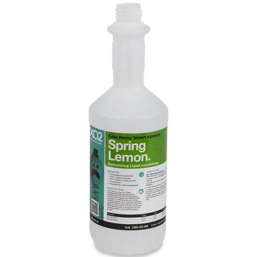 [AC002215] 750ml Spring Lemon Labelled Empty Bottle - Refillable & Recyclable (Lids & Squirt Caps not included)