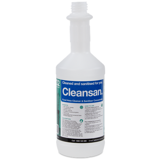 [AC002117] 750ml Cleansan Labelled Empty Bottle - Refillable & Recyclable (Lids & Squirt Caps not included)