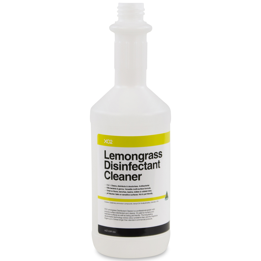 750ml Lemongrass Disinfectant Cleaner Labelled Empty Bottle by XO2