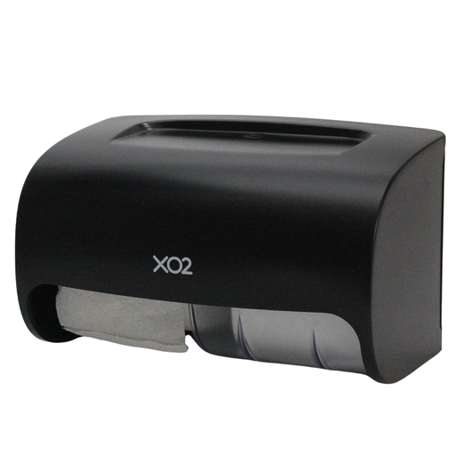 [BP070314] XO2® Black Dual Toilet Roll Dispenser - 2 Standard Roll Capacity